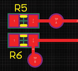 Figure 2. ICT test points on PCB layout.